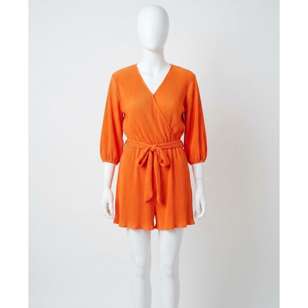 NEW WHITE BIRCH roll with me romper in tangerine